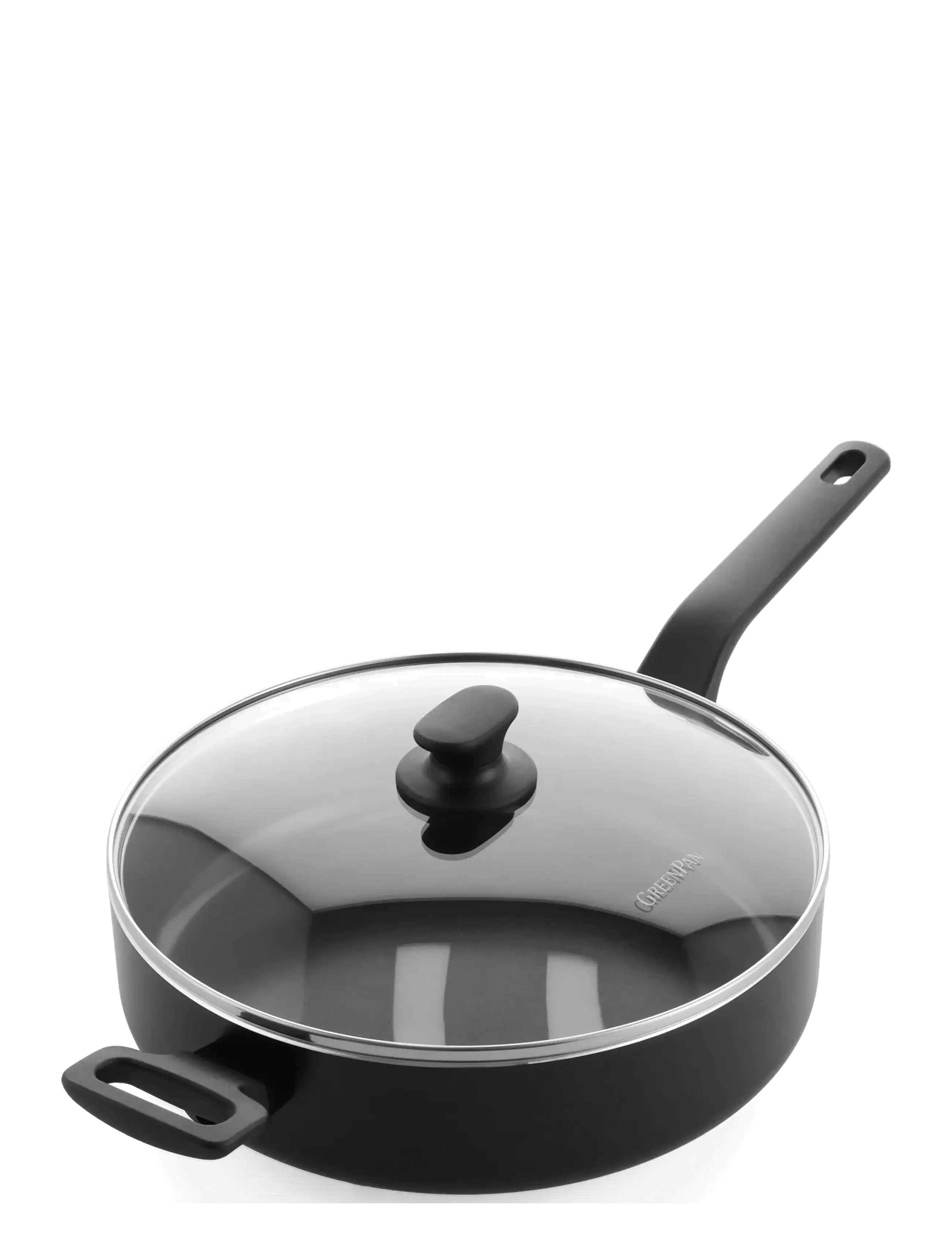 Greenpan Skillet 28cm/3.1L with lid + helper handle - Keptuvės & Ketaus Keptuvės - BLACK / black