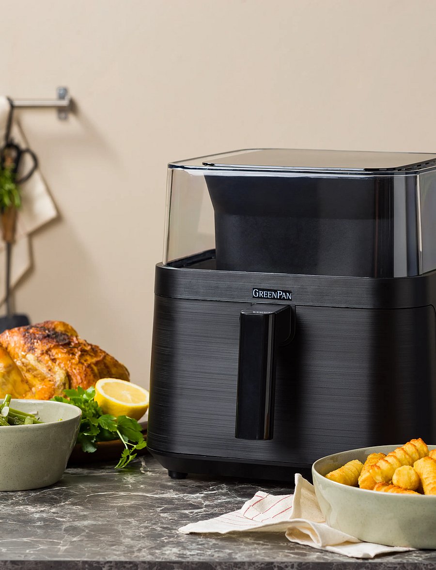 Greenpan - GreenPan vision see-through Black Airfryer – 1 basket, 7L - kuumaõhufritüürid - black - 0