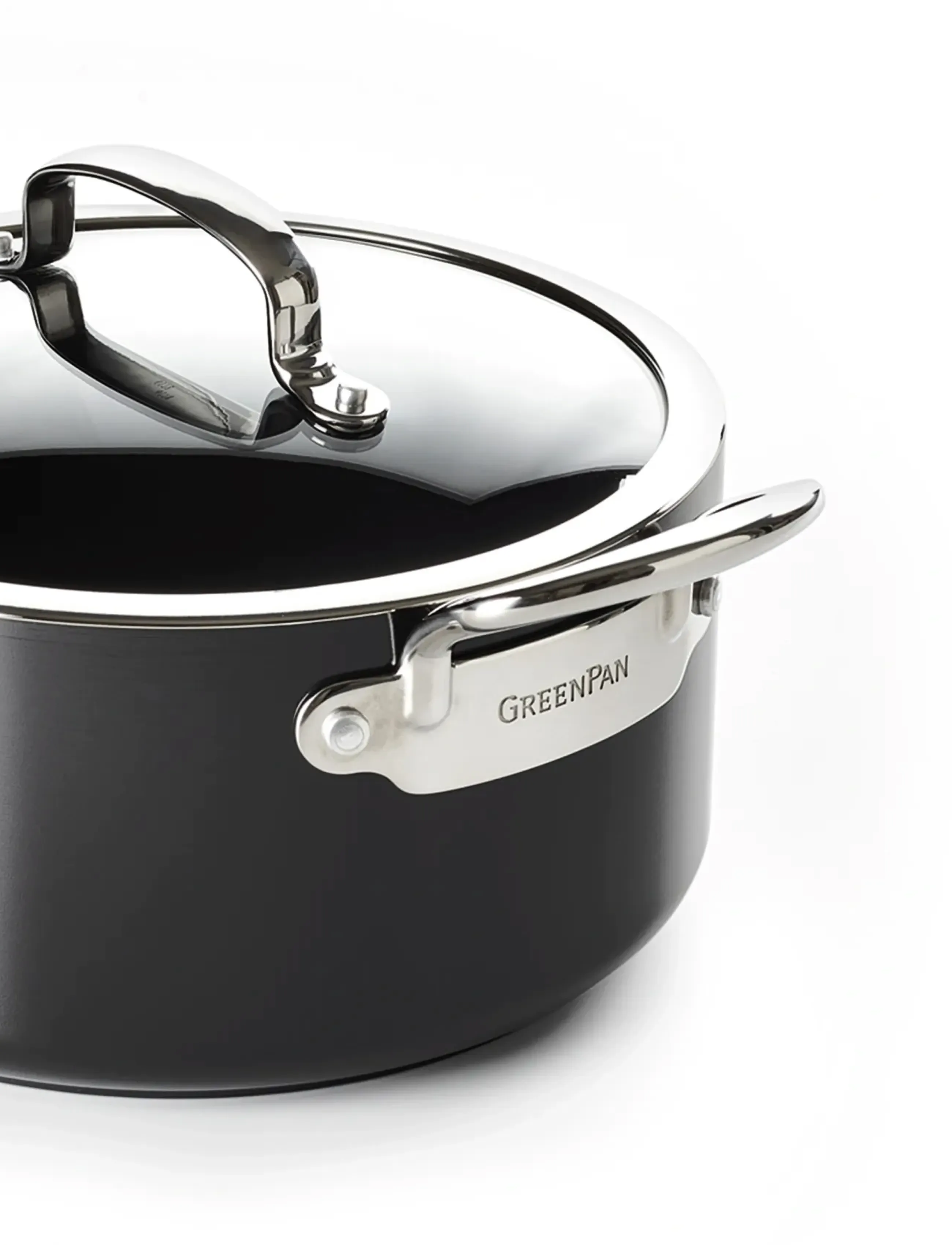 Greenpan - Casserole 24cm/5.1L/5.4Qt with lid - gryder - black - 4