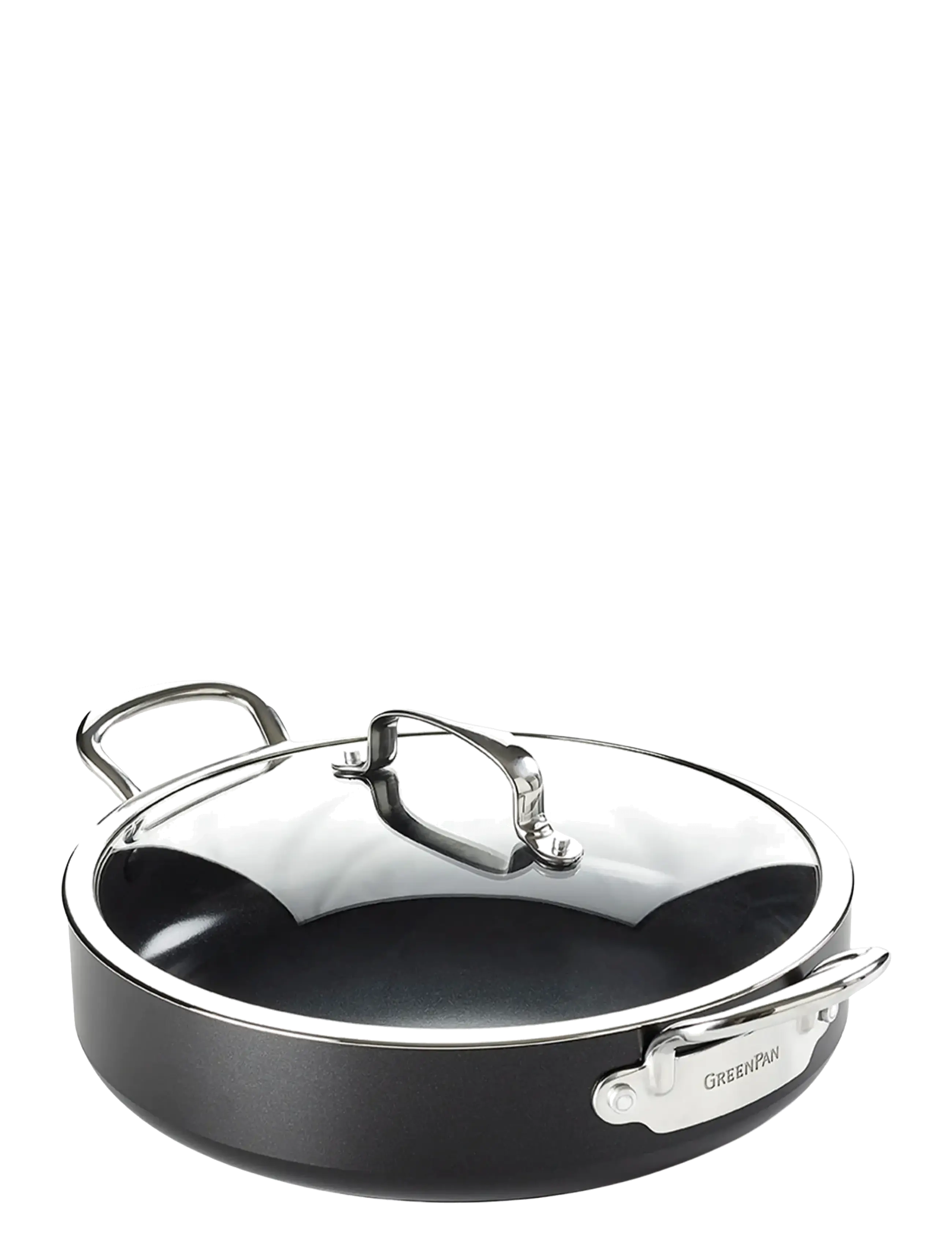 Greenpan Skillet 30Cm/4.8L With Lid + 2 Safe Handles, Stegepande, Sølv, Str: Ø 30 CM