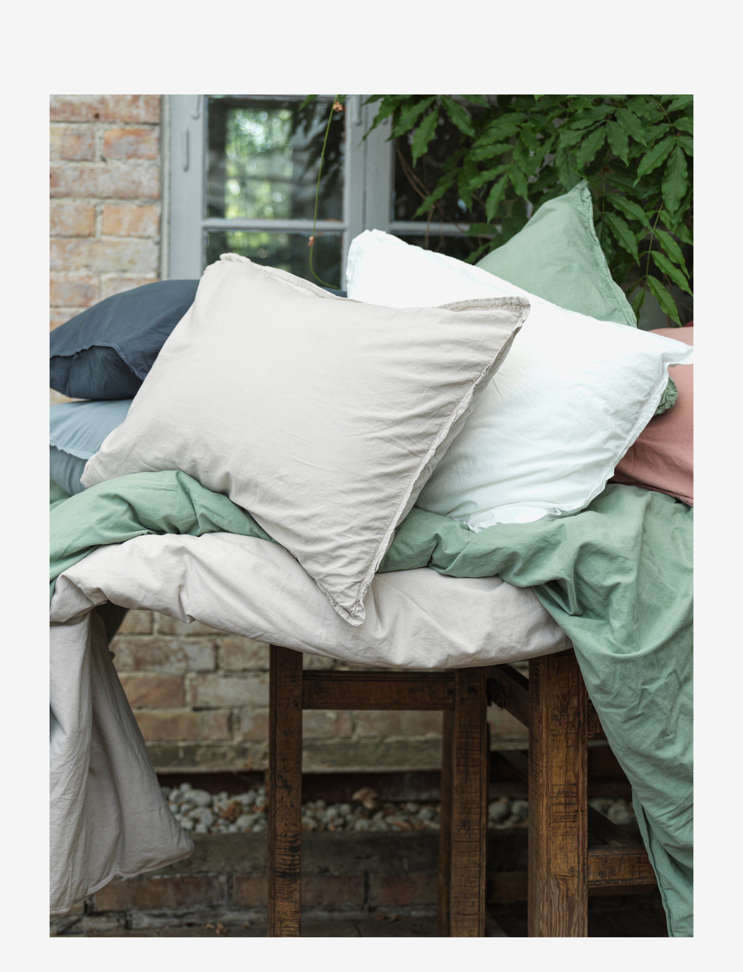 Gripsholm - BED SET VINTAGE GOTS SMOKE 150X210+50X60 - voodiriiete komplektid - linnen beige - 1