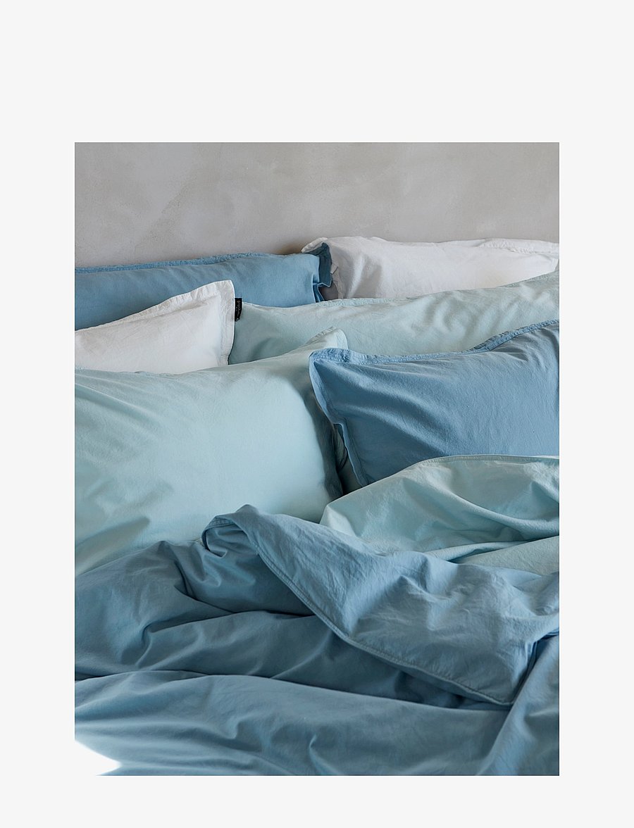 Gripsholm - BED SET VINTAGE GOTS SMOKE 150X210+50X60 - voodiriiete komplektid - medium blue - 2