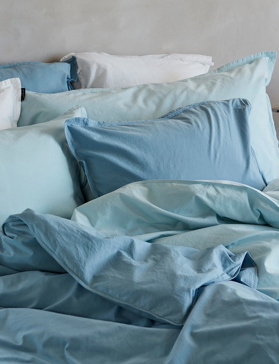 Gripsholm - BED SET VINTAGE GOTS SMOKE 150X210+50X60 - voodiriiete komplektid - medium blue - 0