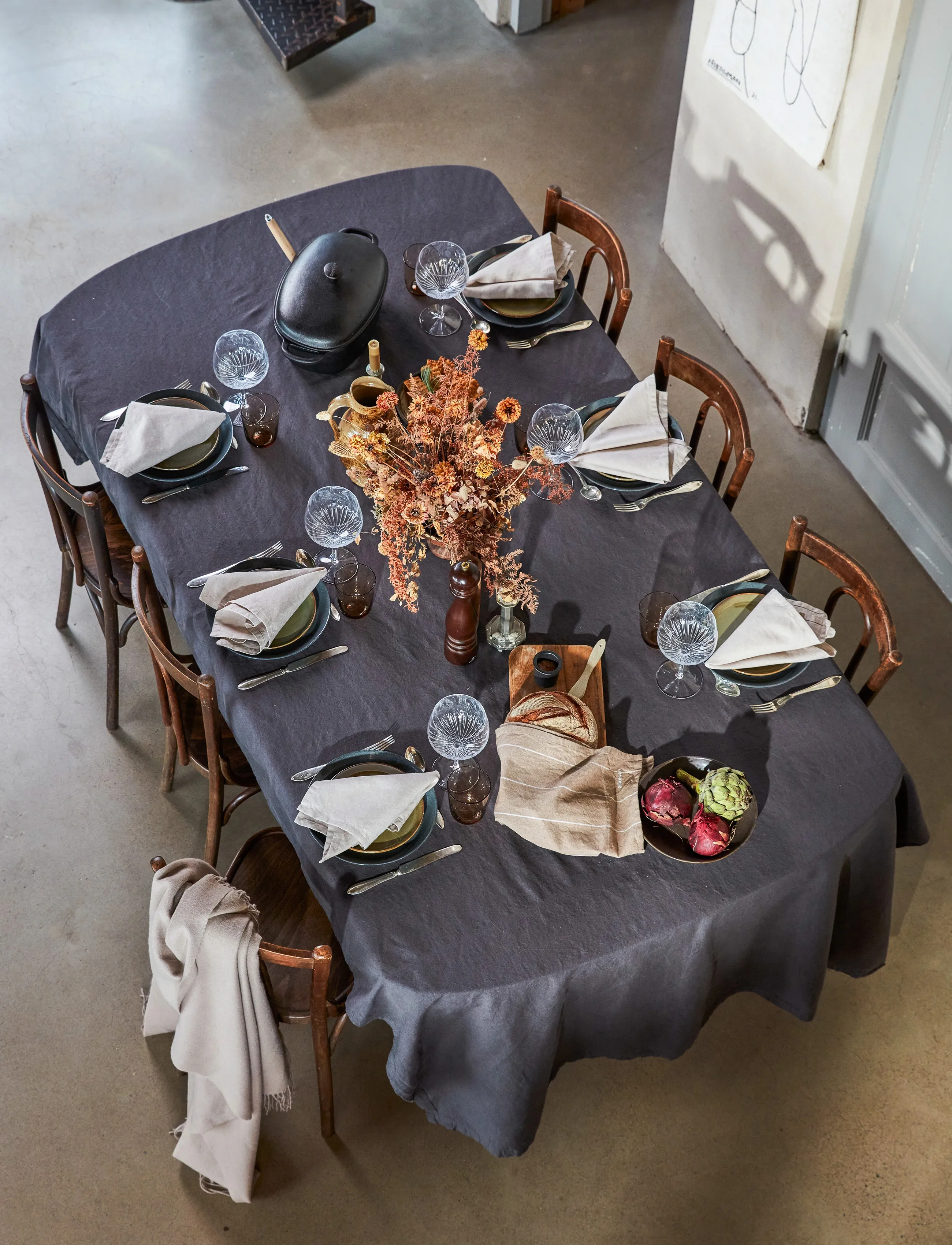Gripsholm - TABLE CLOTH LINEN BLEND WHITE 145x250 - dúkar og dreglar - anthracite - 2