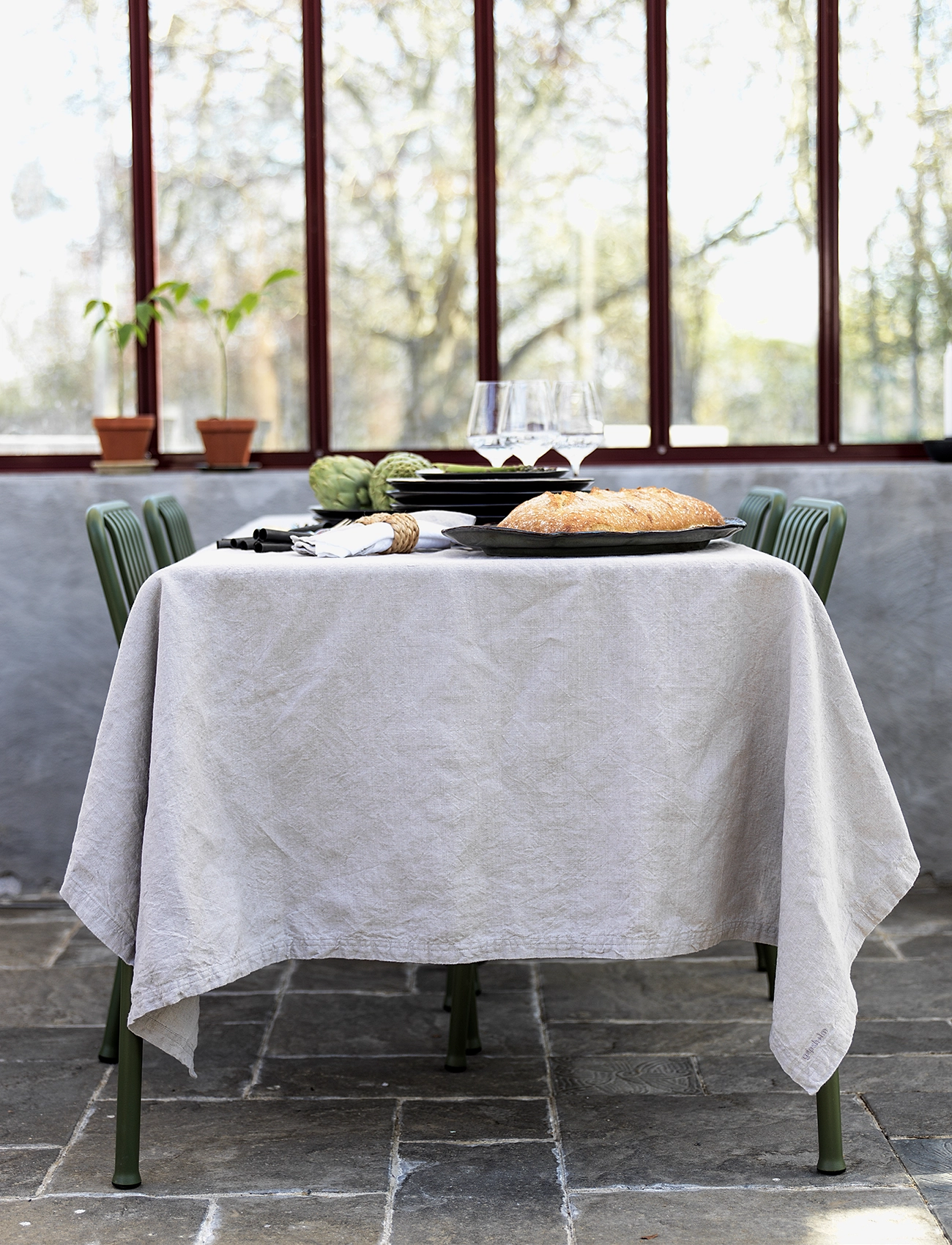 Gripsholm - TABLE CLOTH LINEN BLEND WHITE 145x250 - laudlinad - linnen beige - 1