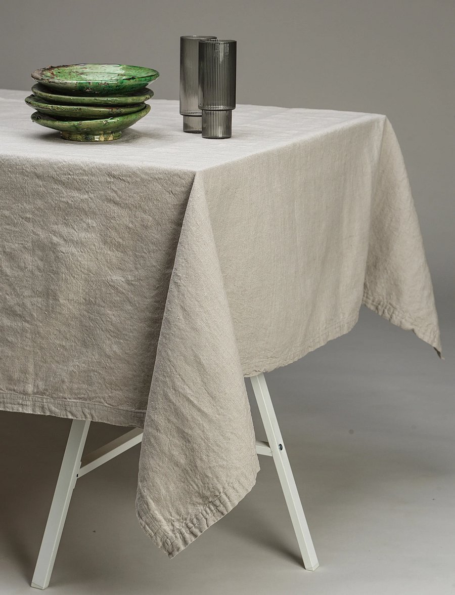 Gripsholm - TABLE CLOTH LINEN BLEND WHITE 145x250 - laudlinad - linnen beige - 3
