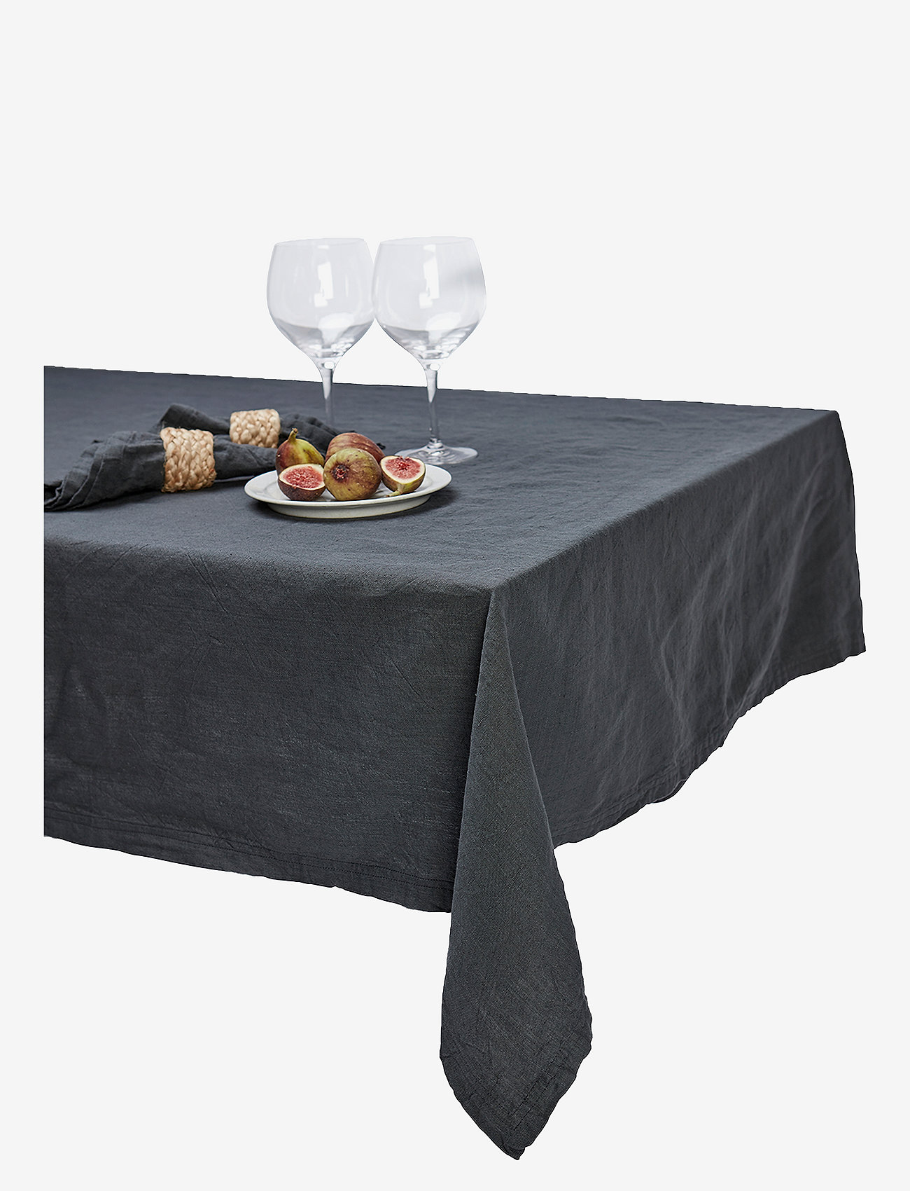 Gripsholm - TABLE CLOTH LINEN BLEND ANTHRACITE 145x310 - duge & bordløbere - anthracite - 1