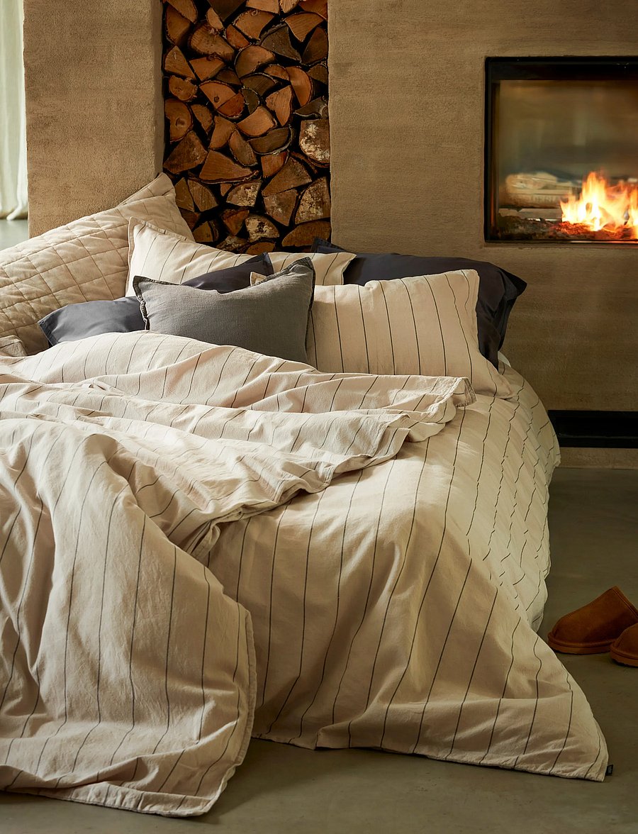 Gripsholm - BED SET MAJA BEIGE 150X210;50X60 - gultas veļas komplekti - beige - 0
