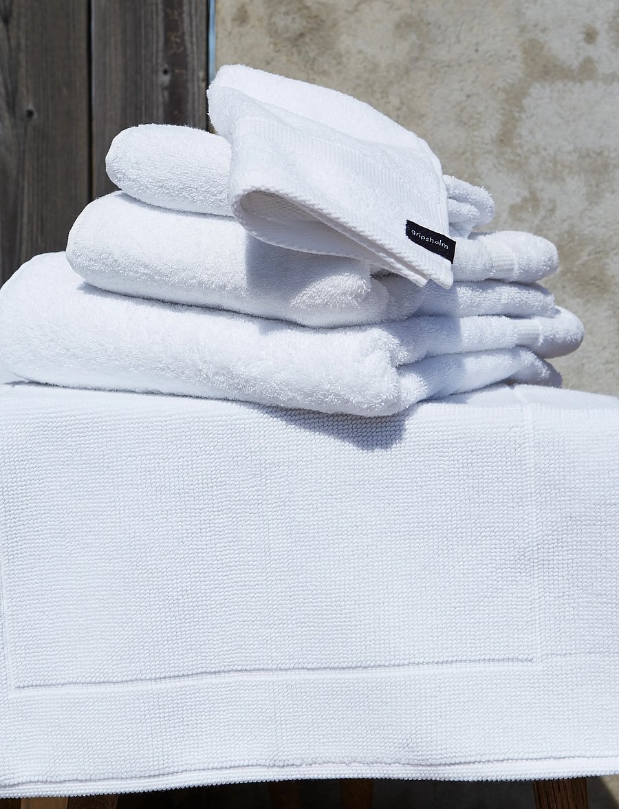 Gripsholm - TOWEL GRIPSHOLM FLINT GREY 50X70 - badetücher - white - 0