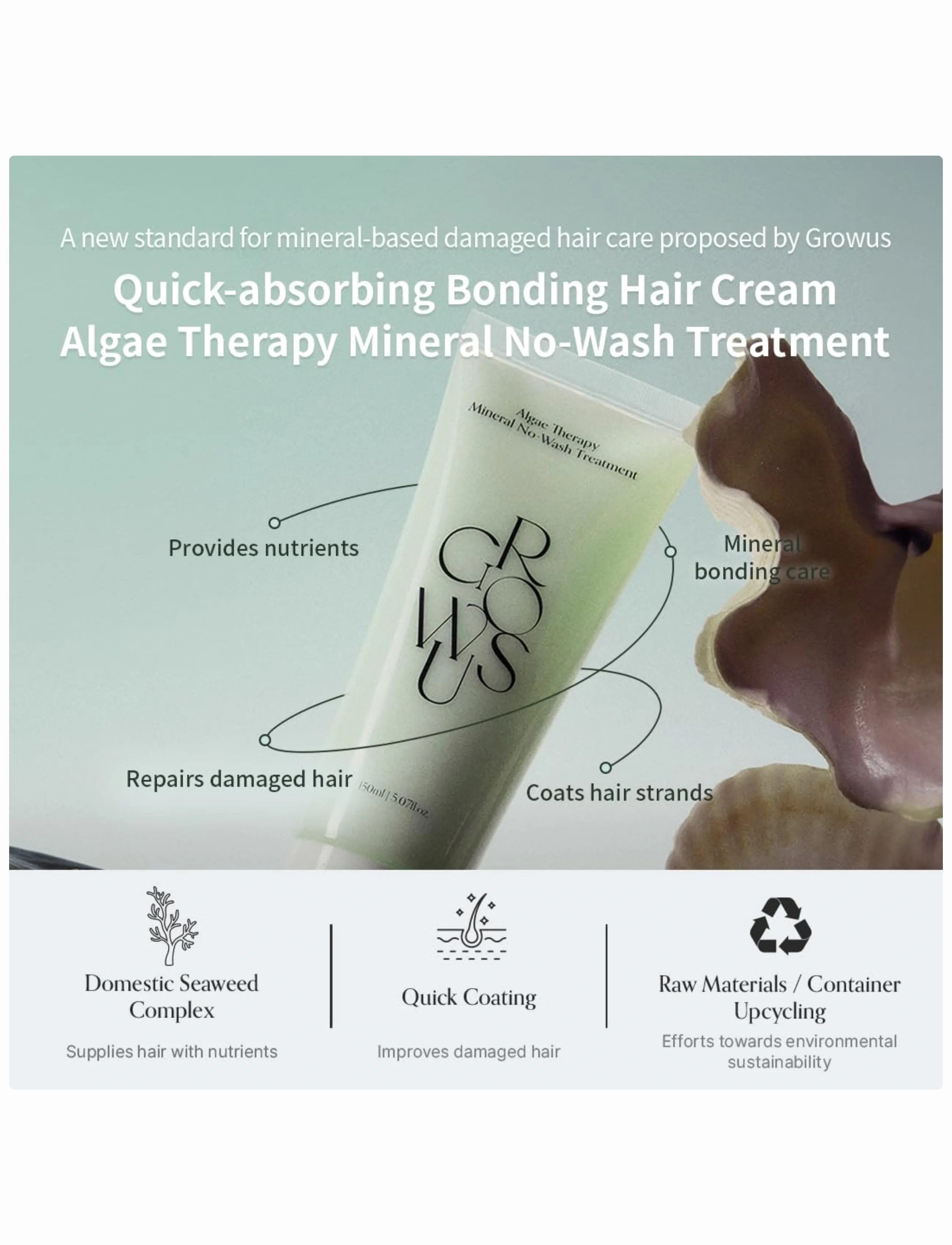 Growus Algae Therapy No-Wash Treatment, 150 ml, Nude, Care > Leave-in Treatment, Dame