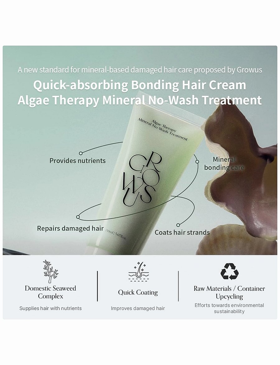 Growus - Algae Therapy No-wash Treatment - juuksehooldused - clear - 0