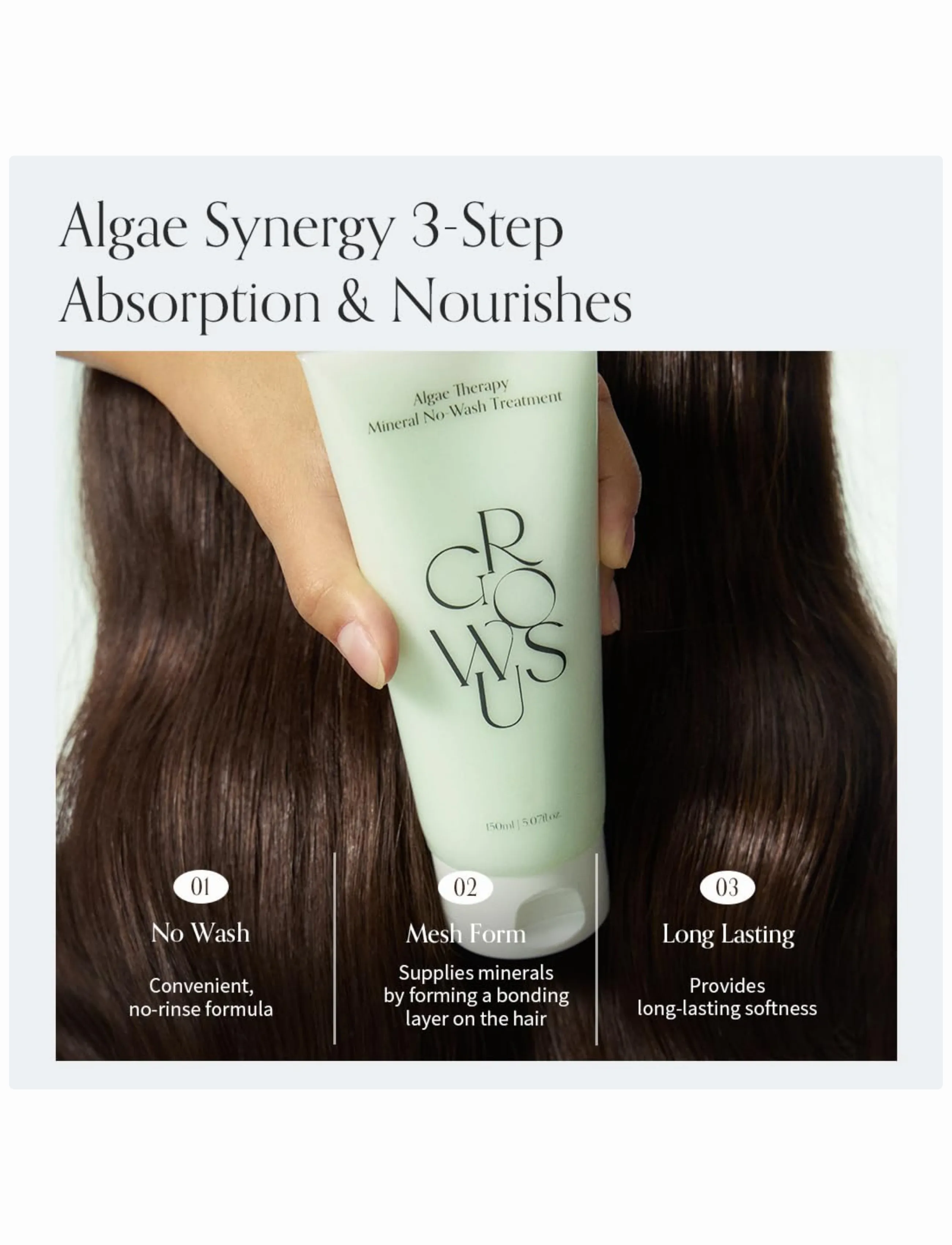 Growus - Algae Therapy No-wash Treatment - hårkur - clear - 3