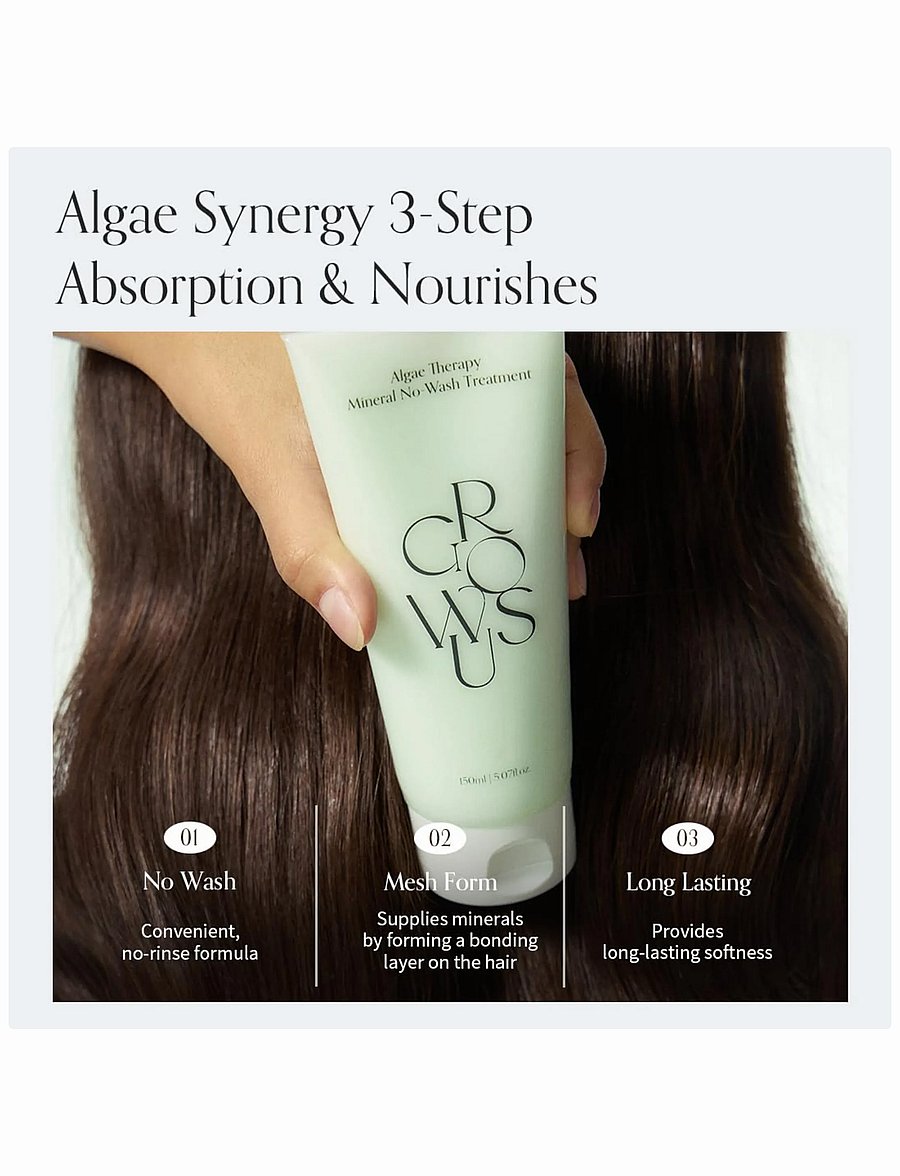 Growus - Algae Therapy No-wash Treatment - juuksehooldused - clear - 3