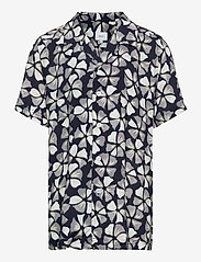 Grunt - Henrik Shirt - kortermede skjorter - navy flower - 0