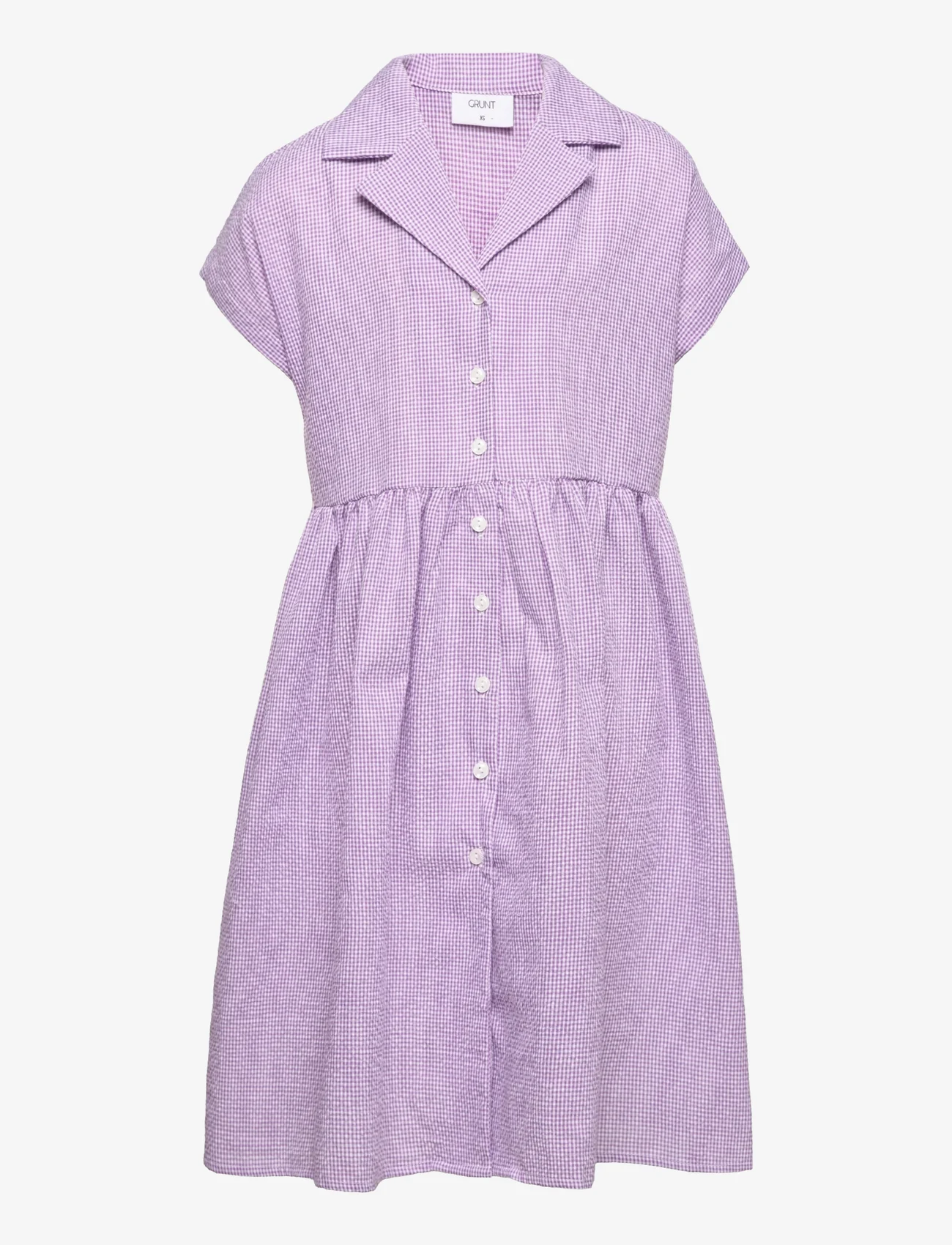 Grunt - Jane Check Dress - short-sleeved casual dresses - light purple - 0