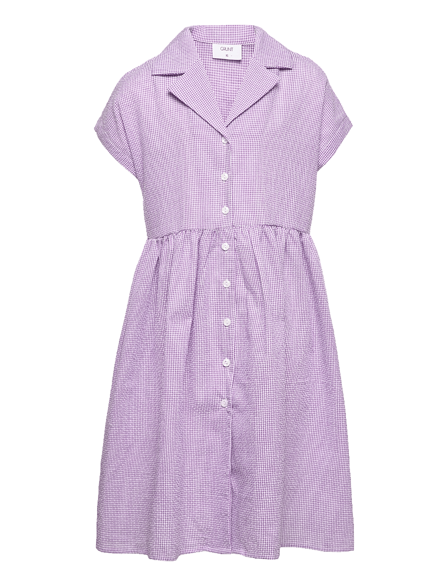 Grunt - Jane Check Dress - laisvalaikio suknelės trumpomis rankovėmis - light purple - 0