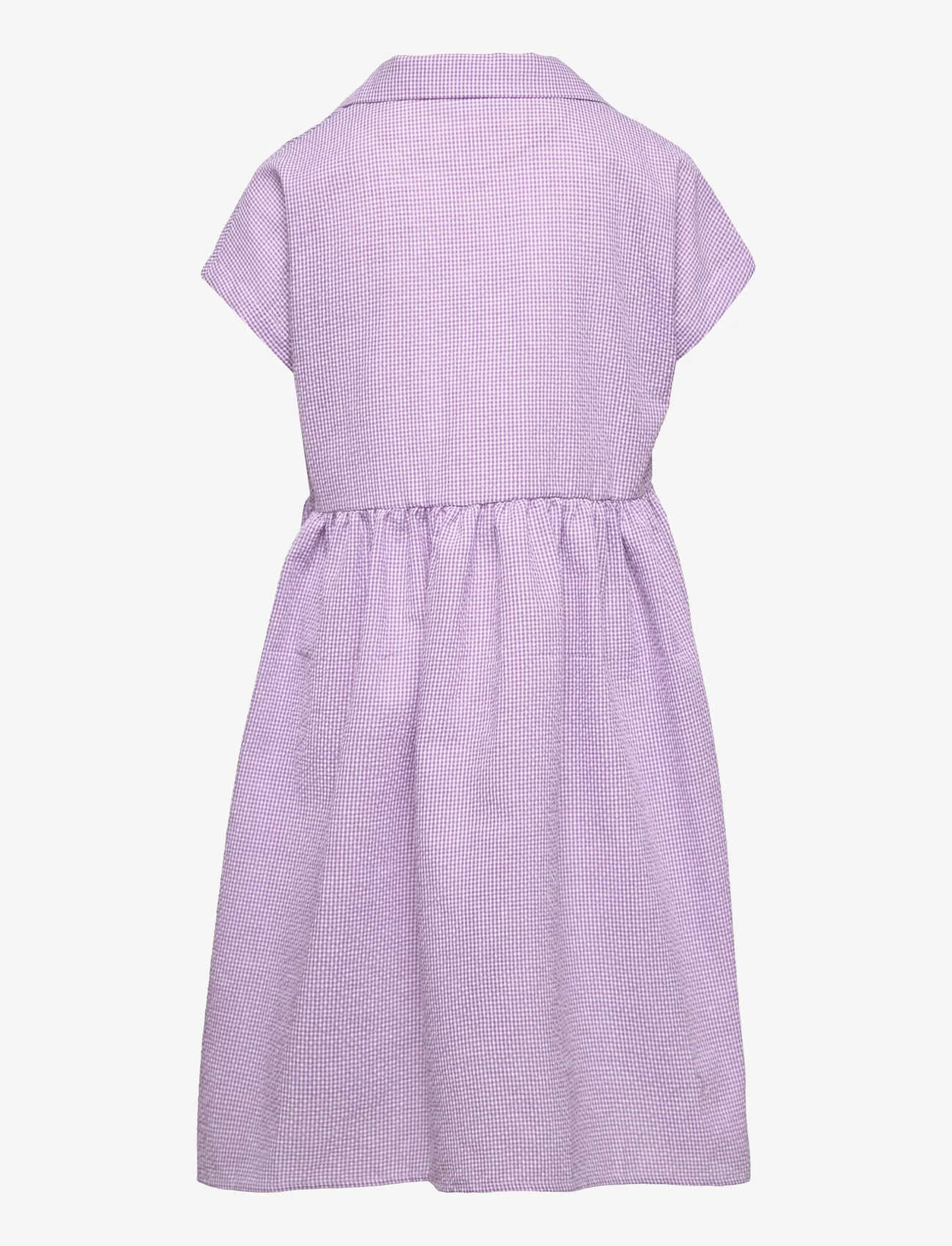 Grunt - Jane Check Dress - laisvalaikio suknelės trumpomis rankovėmis - light purple - 1