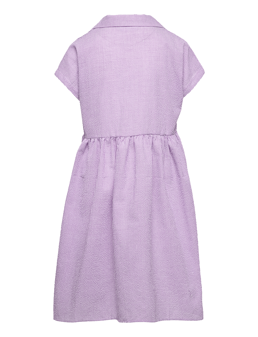 Grunt - Jane Check Dress - laisvalaikio suknelės trumpomis rankovėmis - light purple - 1
