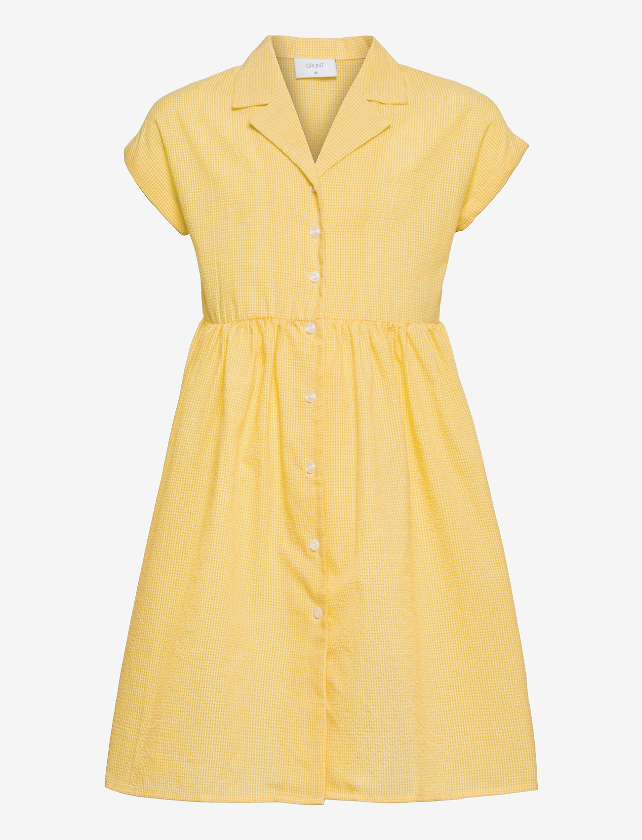 Grunt - Jane Check Dress - kurzärmelige freizeitkleider - yellow - 0