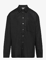 Grunt - Evie Linen Shirt - pitkähihaiset kauluspaidat - black - 0