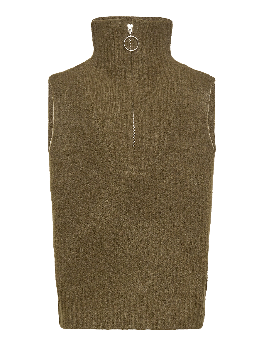 Grunt - Giselle Vest Knit - liemenės - army green - 0