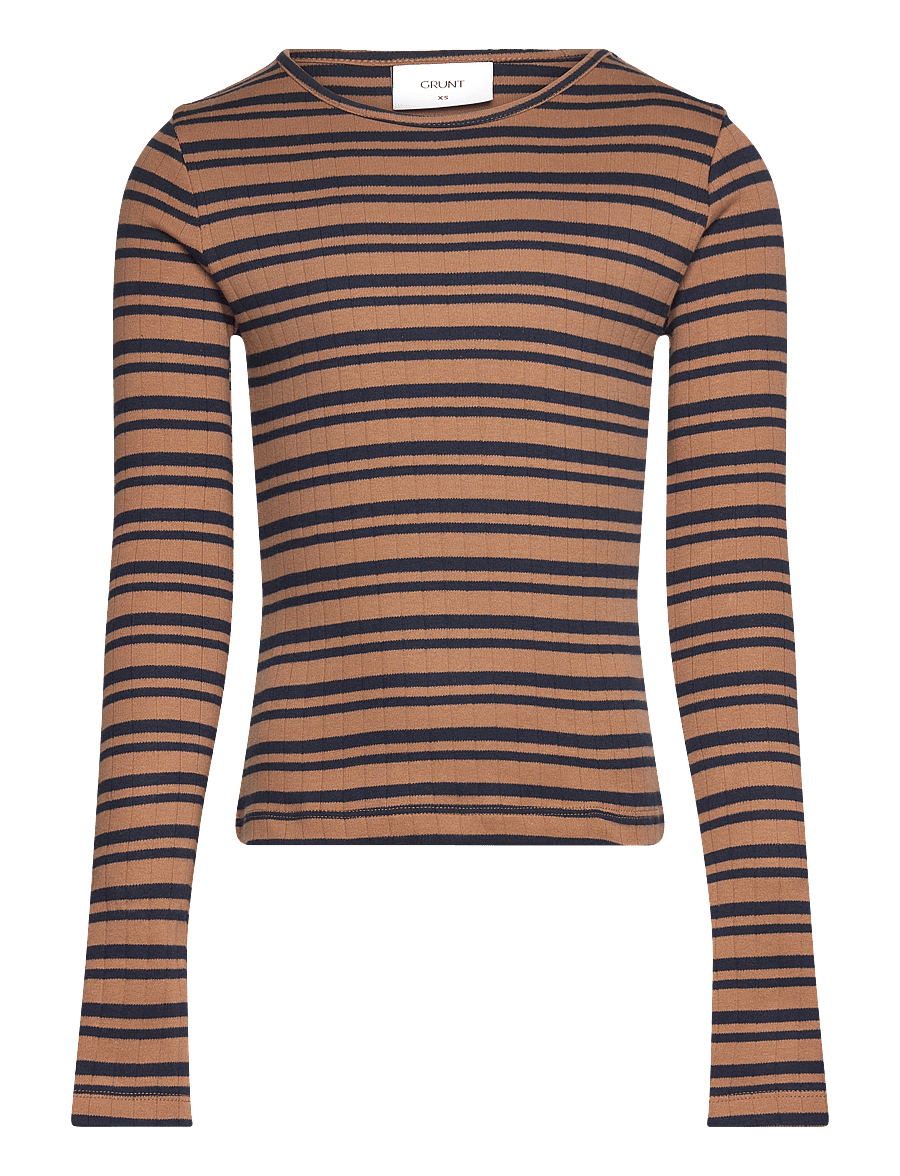 Grunt - Dopim Top LS - långärmade t-shirts - coffee stripe - 0
