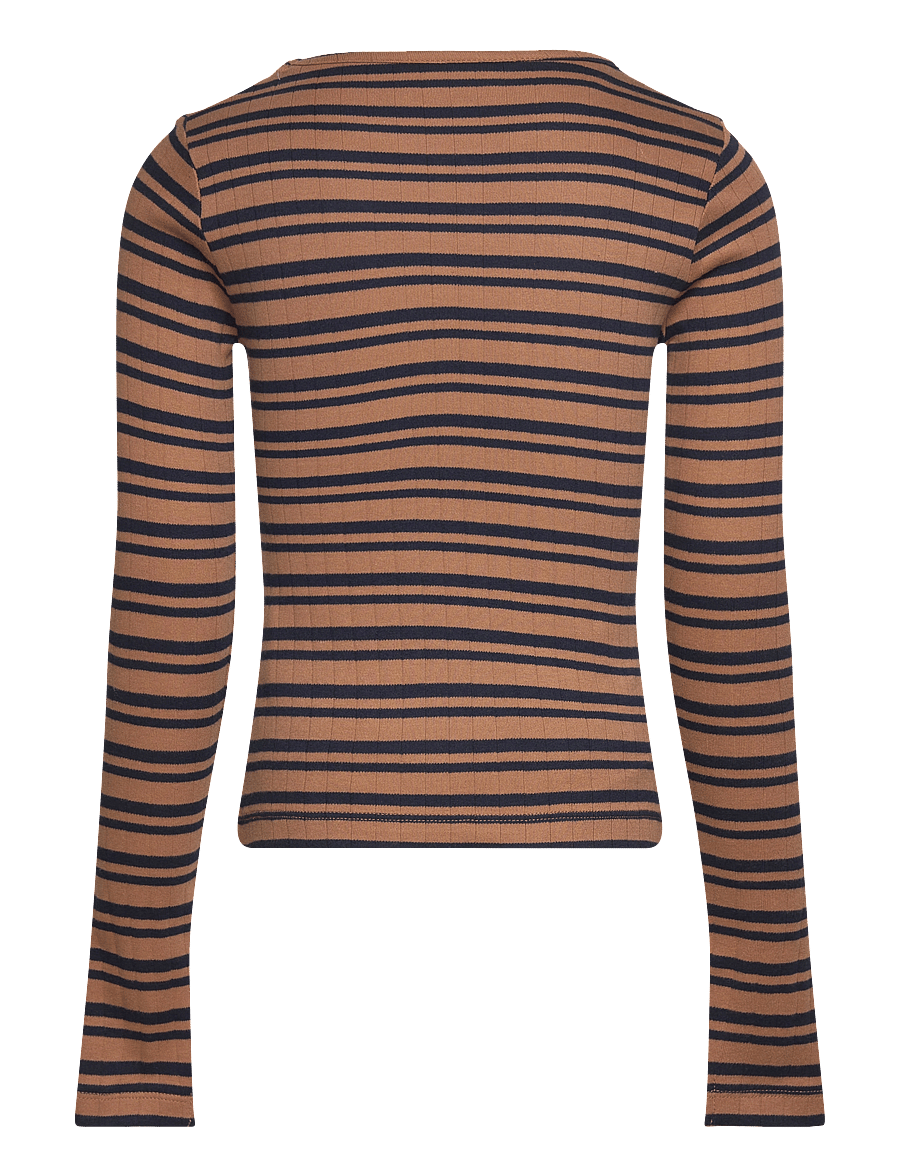 Grunt - Dopim Top LS - långärmade t-shirts - coffee stripe - 1
