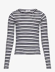 Grunt - Dopim Top LS - long-sleeved t-shirts - navy stripe - 0
