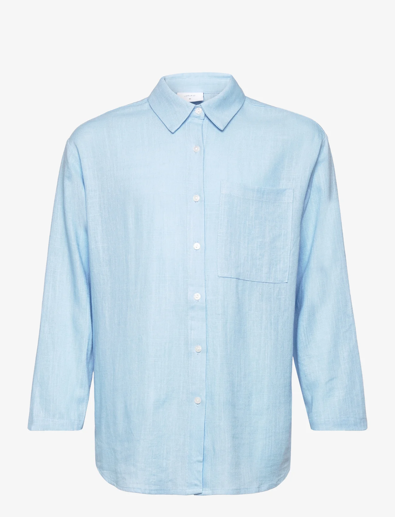 Grunt - Latti LS Linen Shirt - pitkähihaiset kauluspaidat - blue - 0