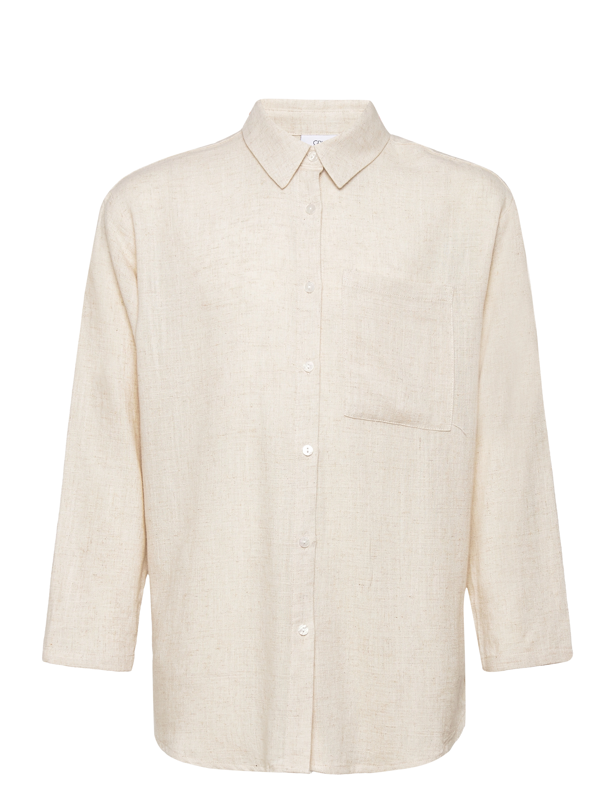 GRUNT Latti Ls Linen Shirt Beige - 128 - Kinder
