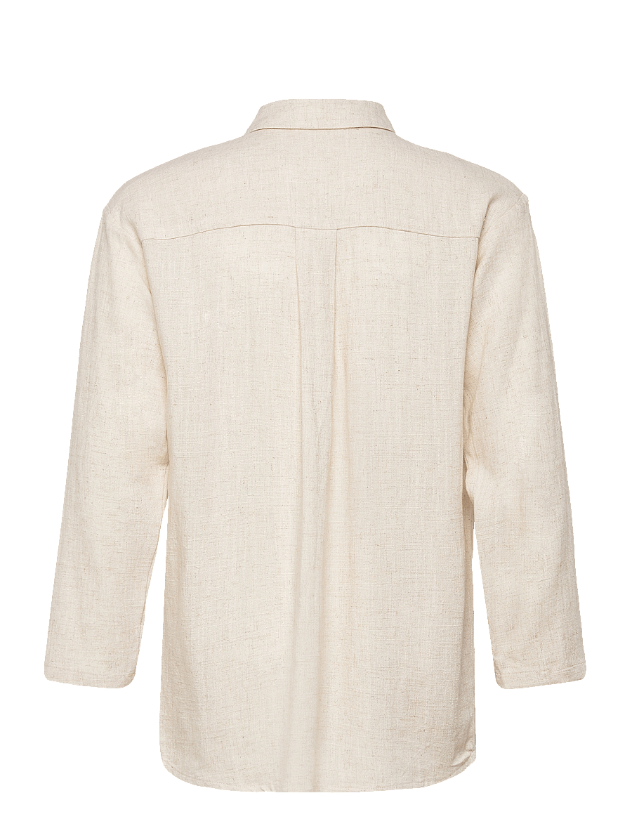 Grunt - Latti LS Linen Shirt - long-sleeved shirts - sand - 1