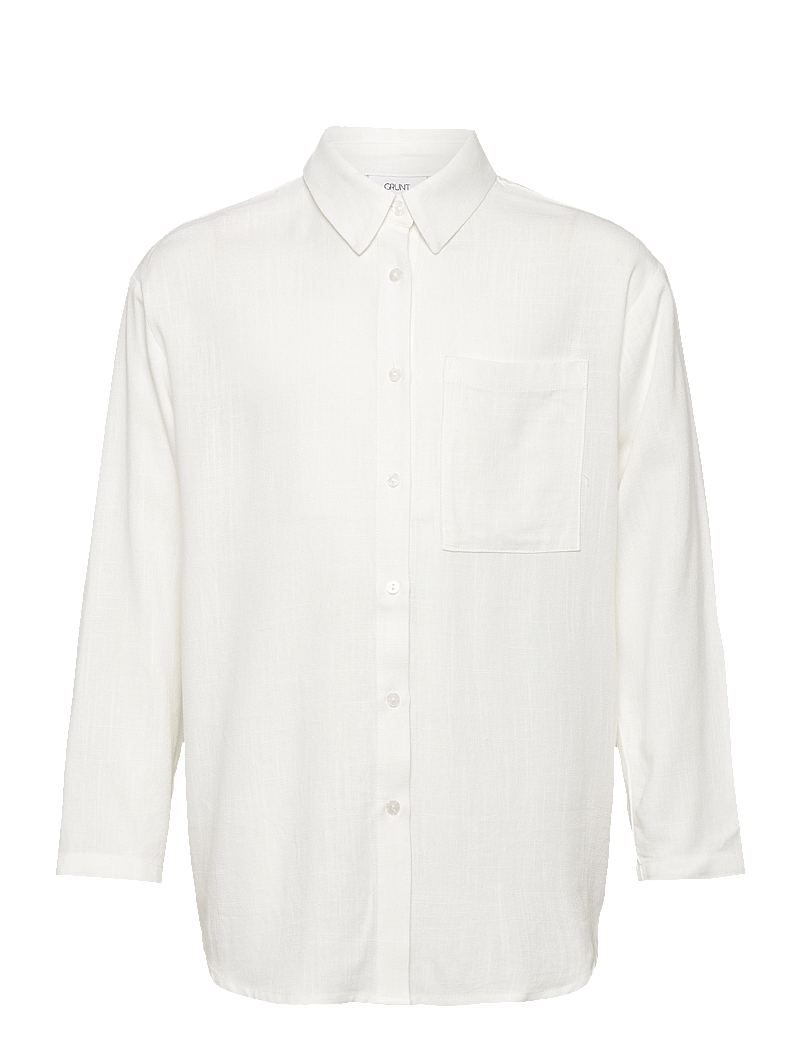 Grunt - Latti LS Linen Shirt - långärmade skjortor - white - 0