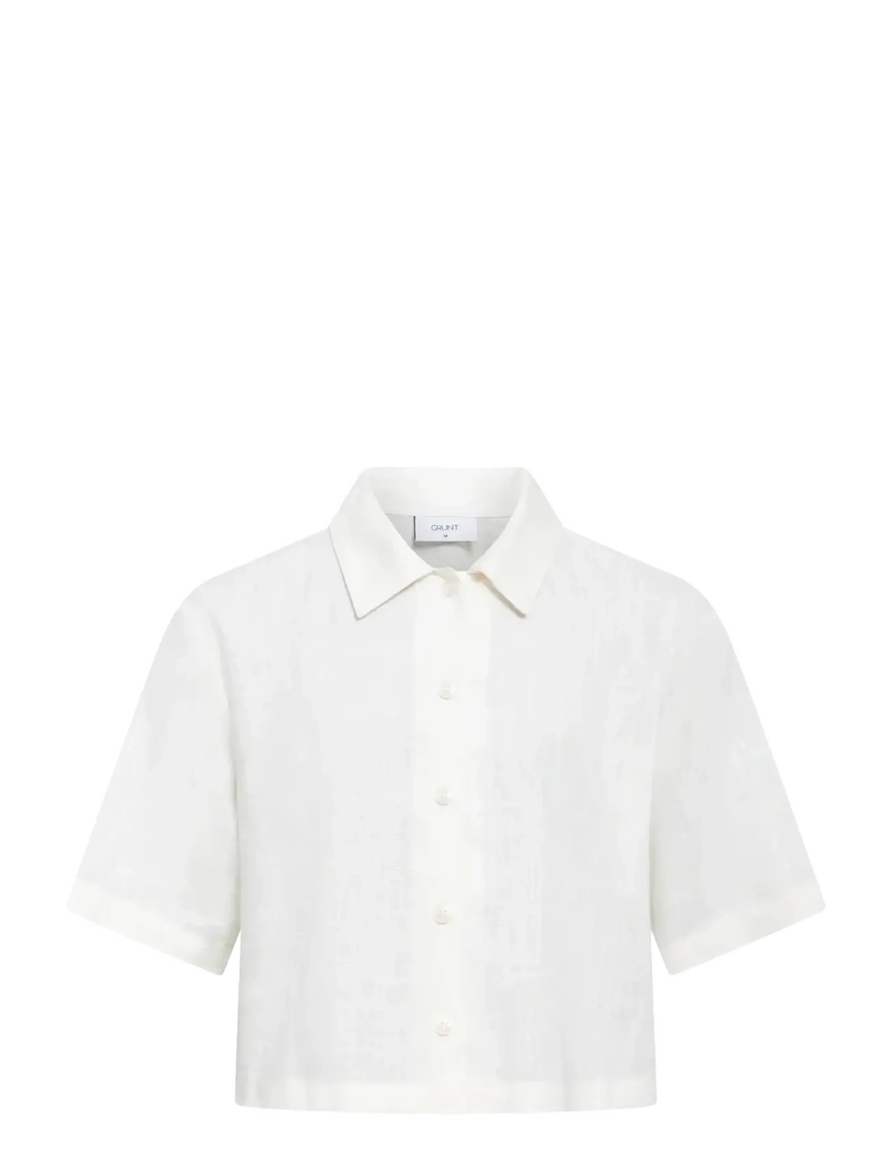 Grunt Grlusi Linen Shirt, S/10Y, Shirts, Weiß - Short-sleeved Kinder