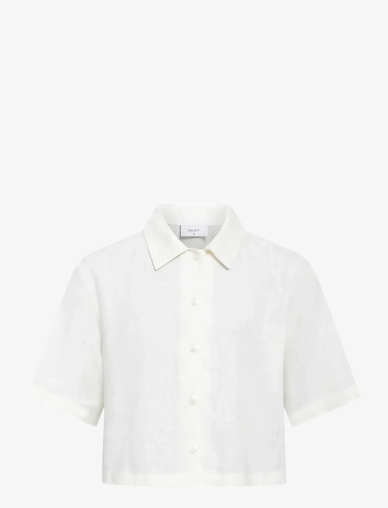 Grunt - GRLusi Linen Shirt - short-sleeved shirts - white - 0