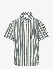 Grunt - Namur Stripe Shirt - kortärmade t-shirts - bottle green - 0