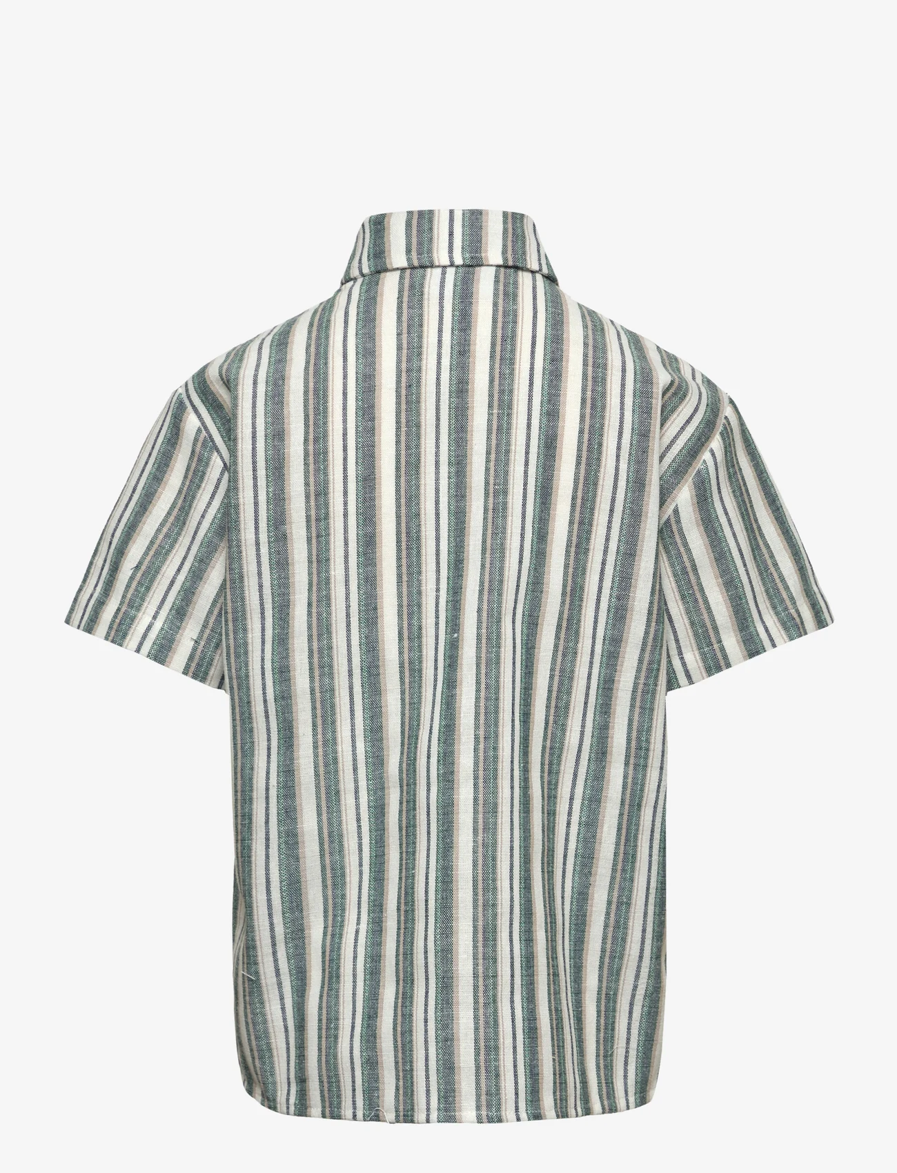 Grunt - Namur Stripe Shirt - kortärmade t-shirts - bottle green - 1