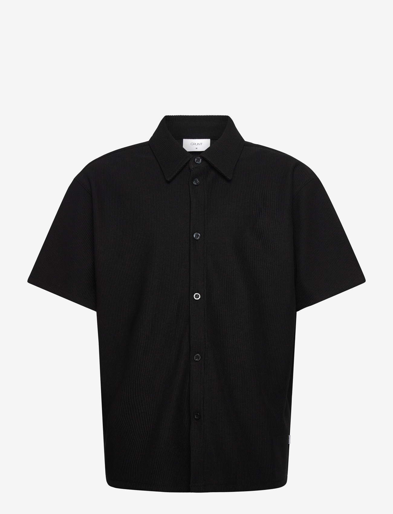 Grunt - GREsteban Plisse SS Shirt - kortærmede skjorter - black - 0