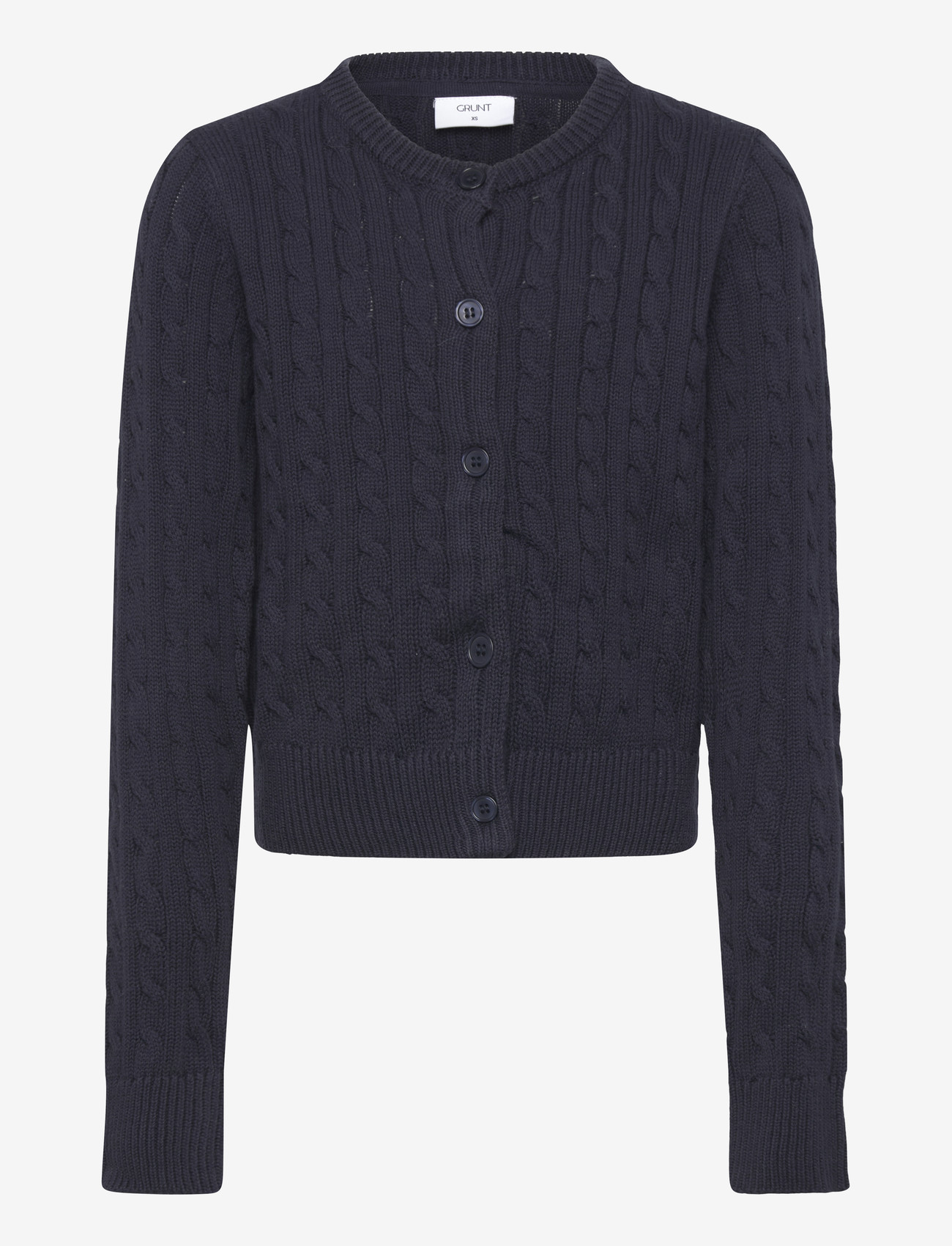Grunt - GRLine Cable LS Knit Cardigan - cardigans - navy - 0