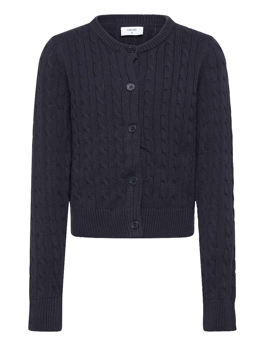 Grunt - GRLine Cable LS Knit Cardigan - cardigans - navy - 0