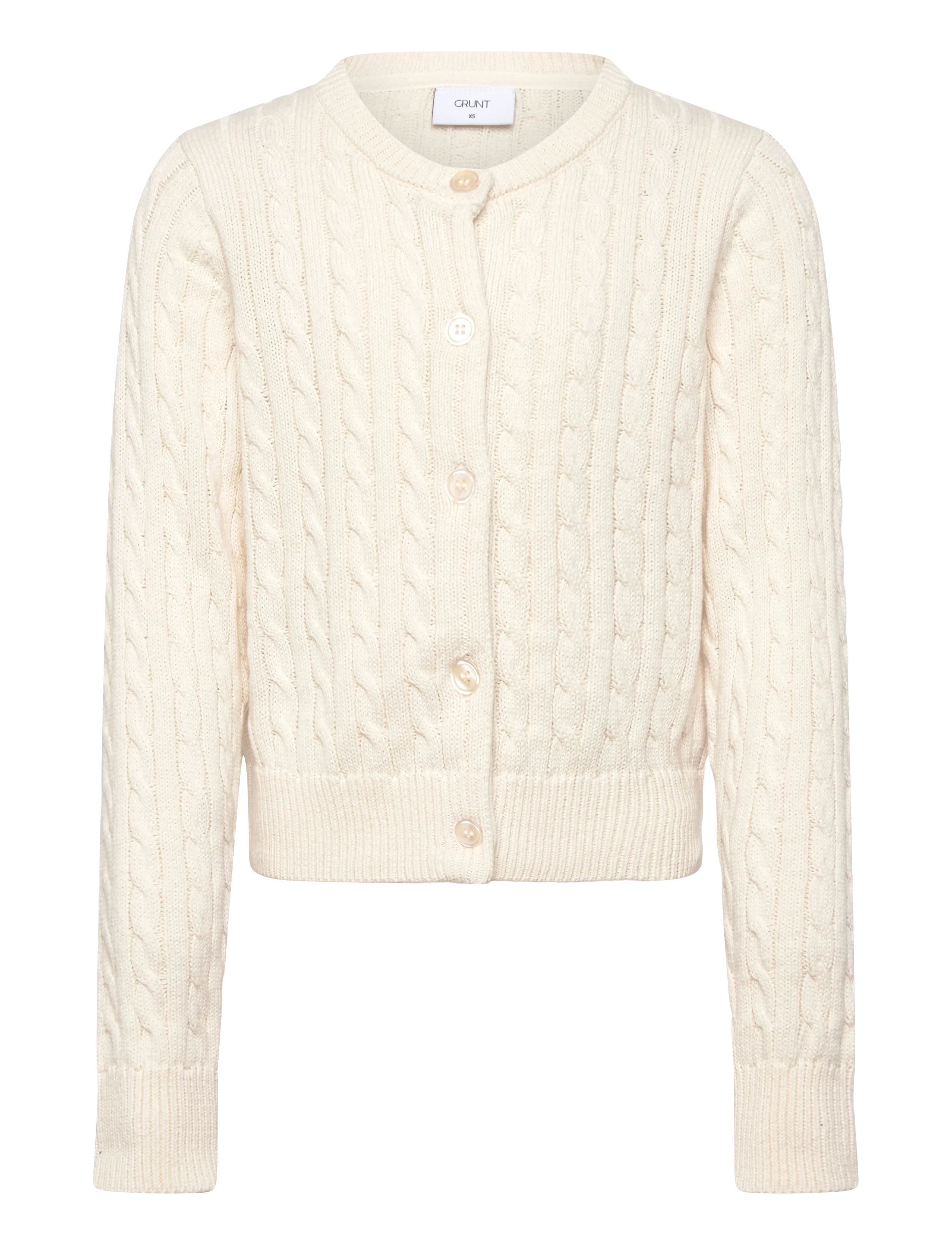 GRUNT Grline Cable Ls Knit Cardigan Cream - XL/16Y - Kinder