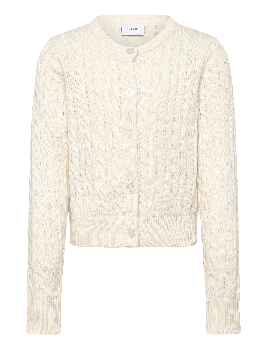 Grunt - GRLine Cable LS Knit Cardigan - kardiganid - off white - 0