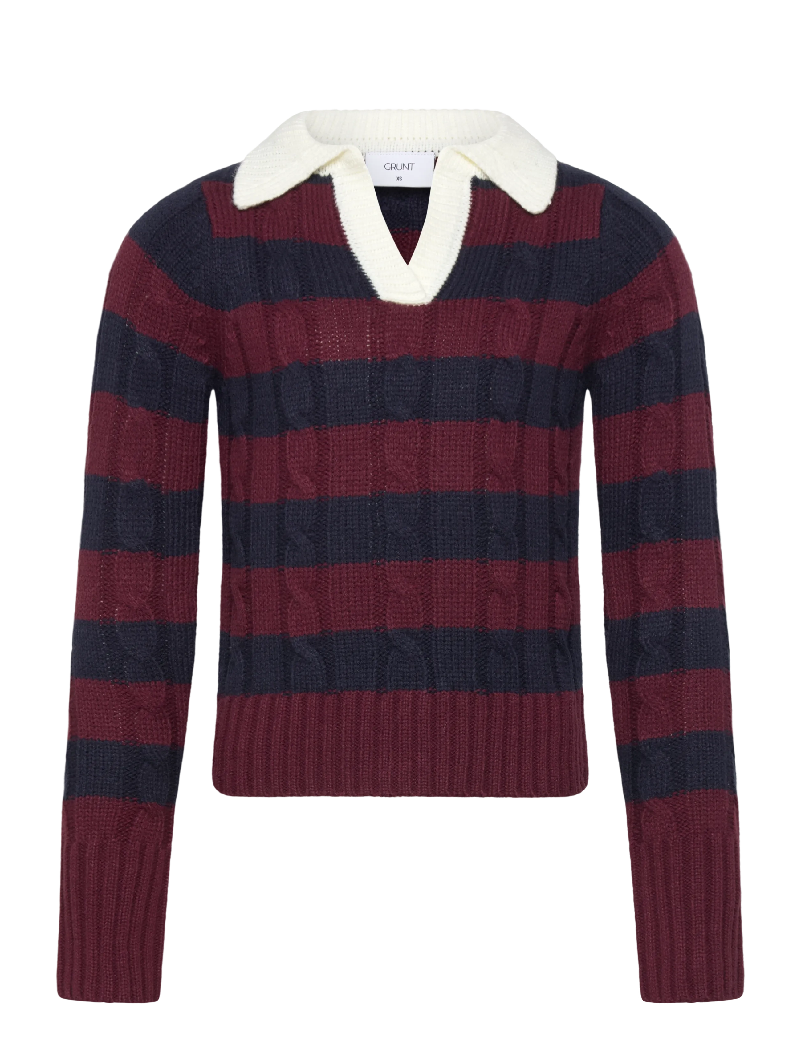 Grunt Grbertage Ls Stripe Knit, M/12Y, Navy, Strik > Pullovere, Børn