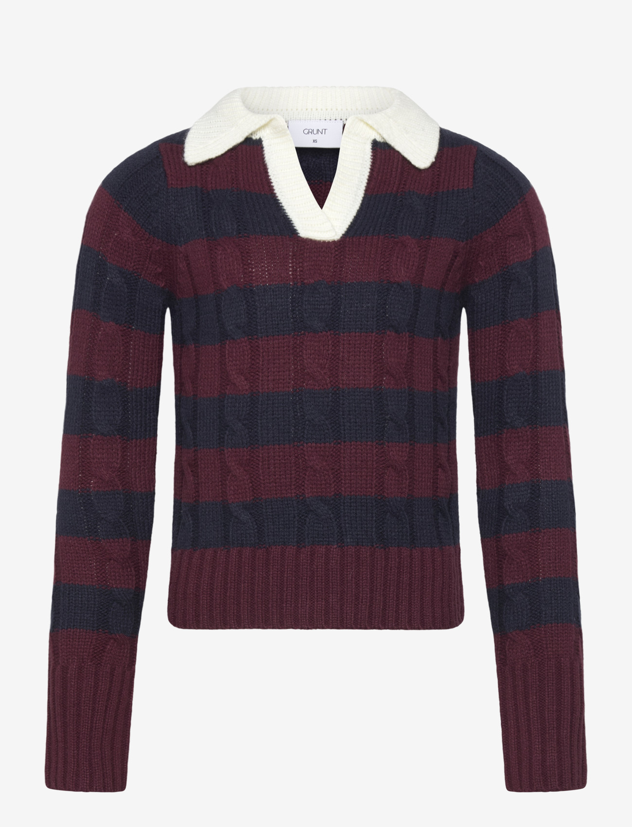 Grunt - GRBertage LS Stripe Knit - pullover - navy-red - 0