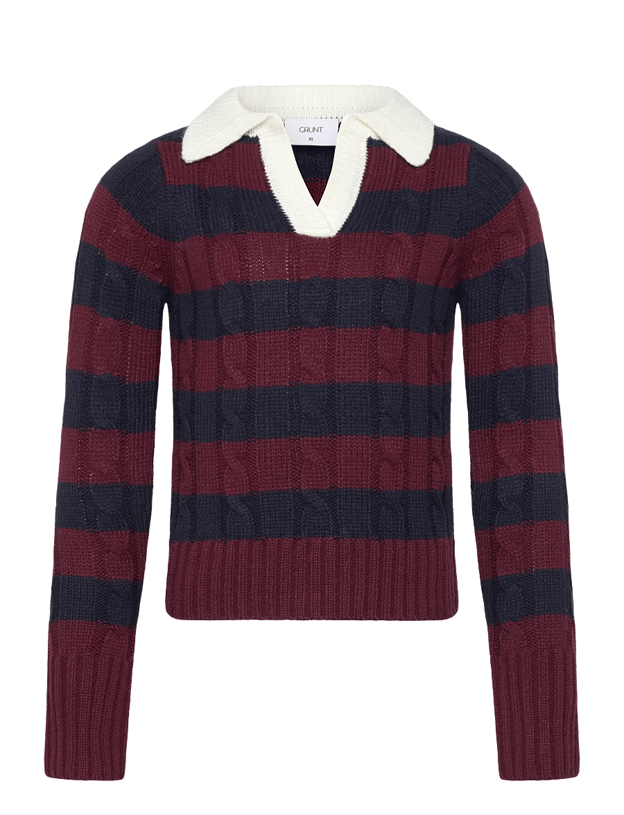 Grunt - GRBertage LS Stripe Knit - trøjer - navy-red - 0