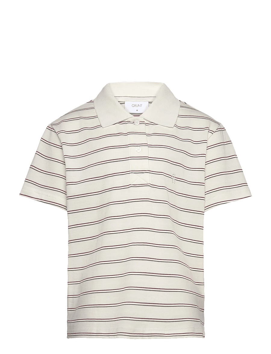 Grunt - GRLiv Stripe SS Polo Tee - långärmade pikéer - cream - 0