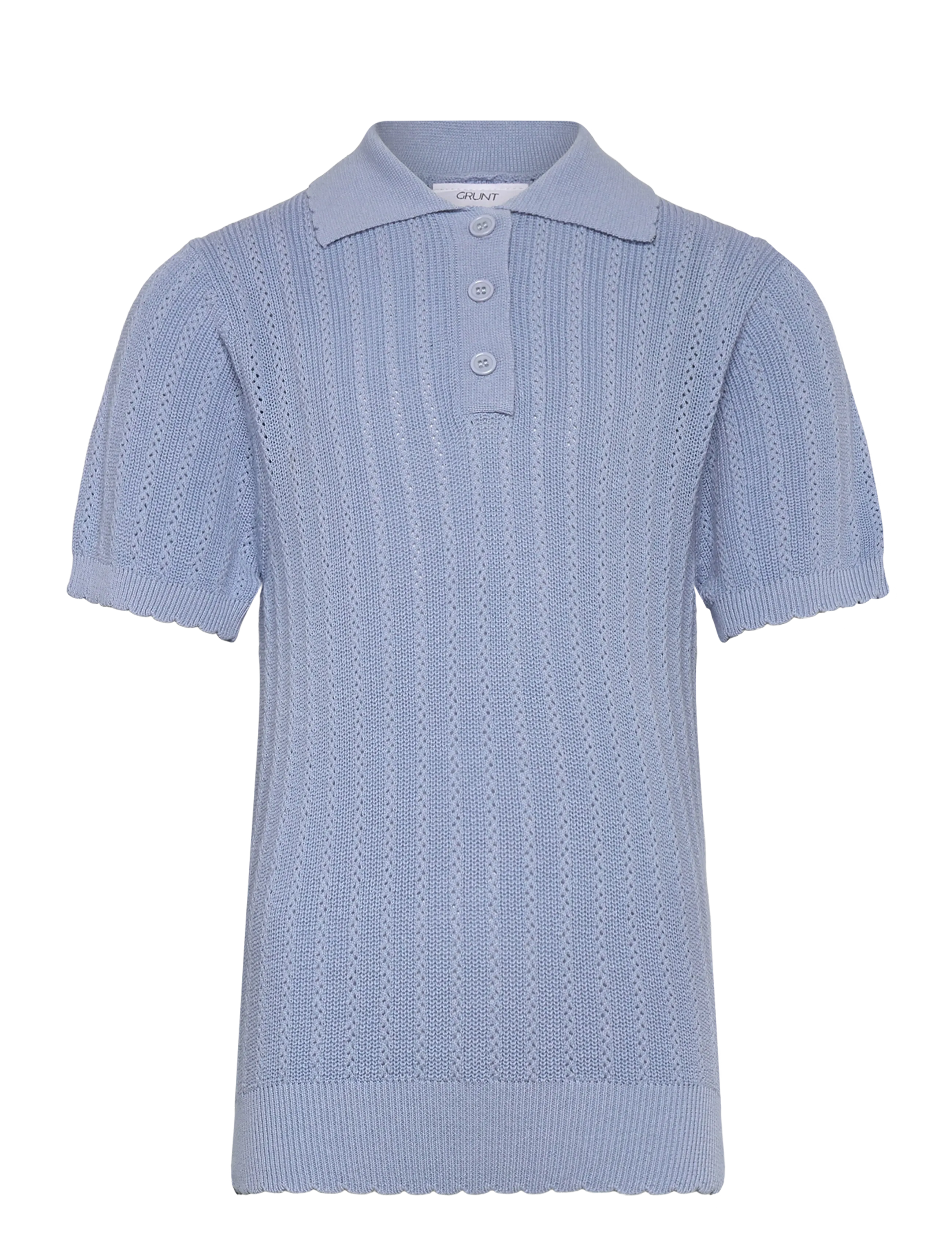 Grunt GRSeha Sap SS Polo Knit - Odzież - LIGHT BLUE / blue