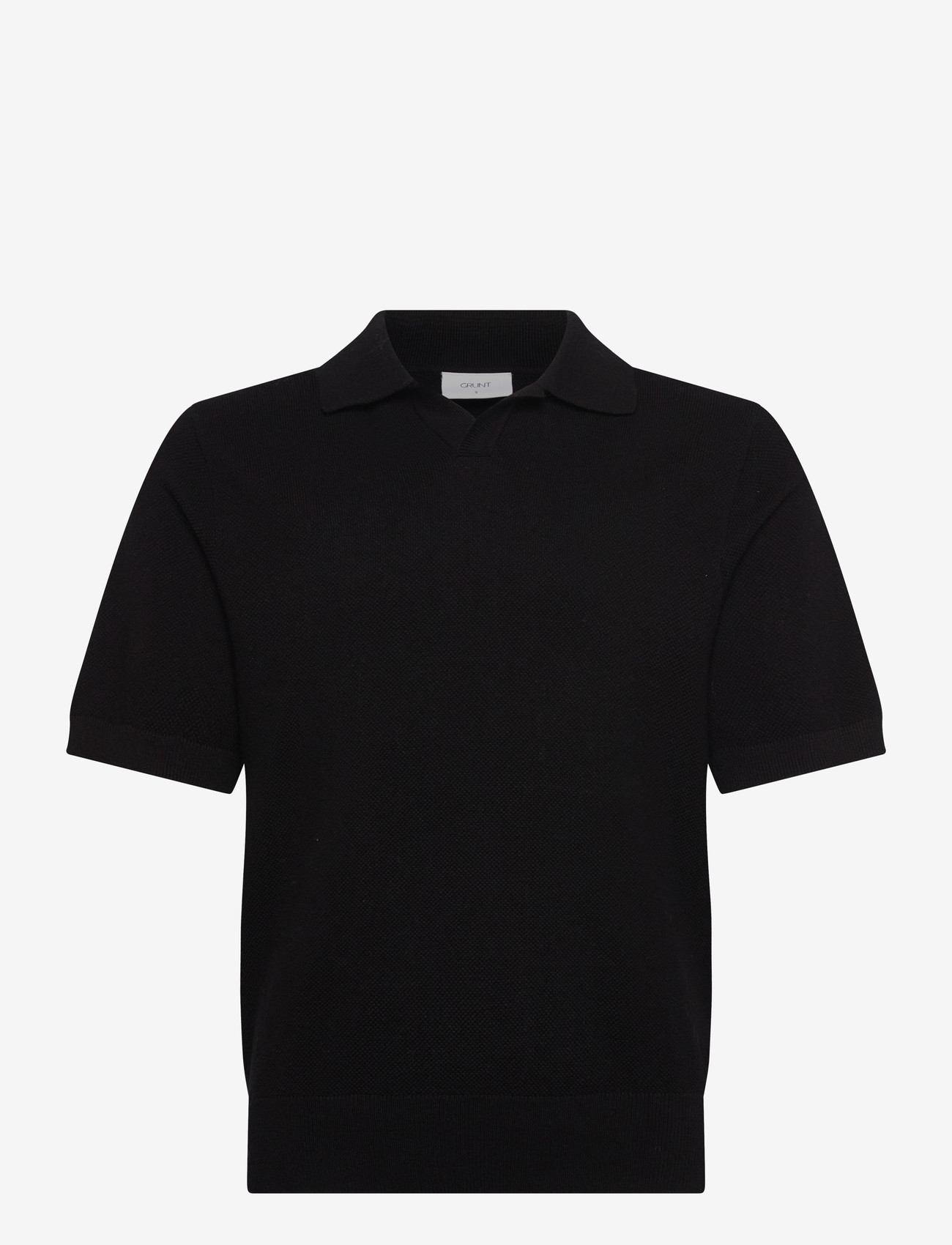 Grunt - GREddie SS Knit - kortærmede poloer - black melange - 0