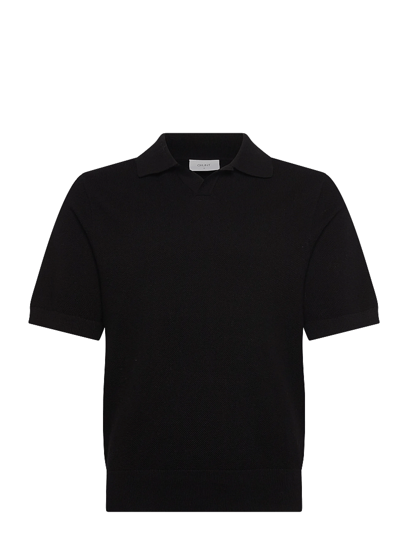 Grunt - GREddie SS Knit - kortærmede poloer - black melange - 0