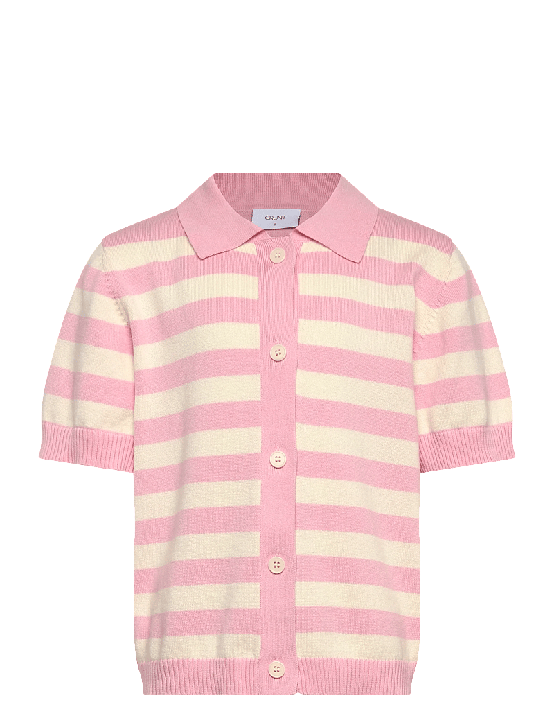 Grunt - GRCarla SS Stripe Knit Cardigan - cardigans - light red stripe - 0
