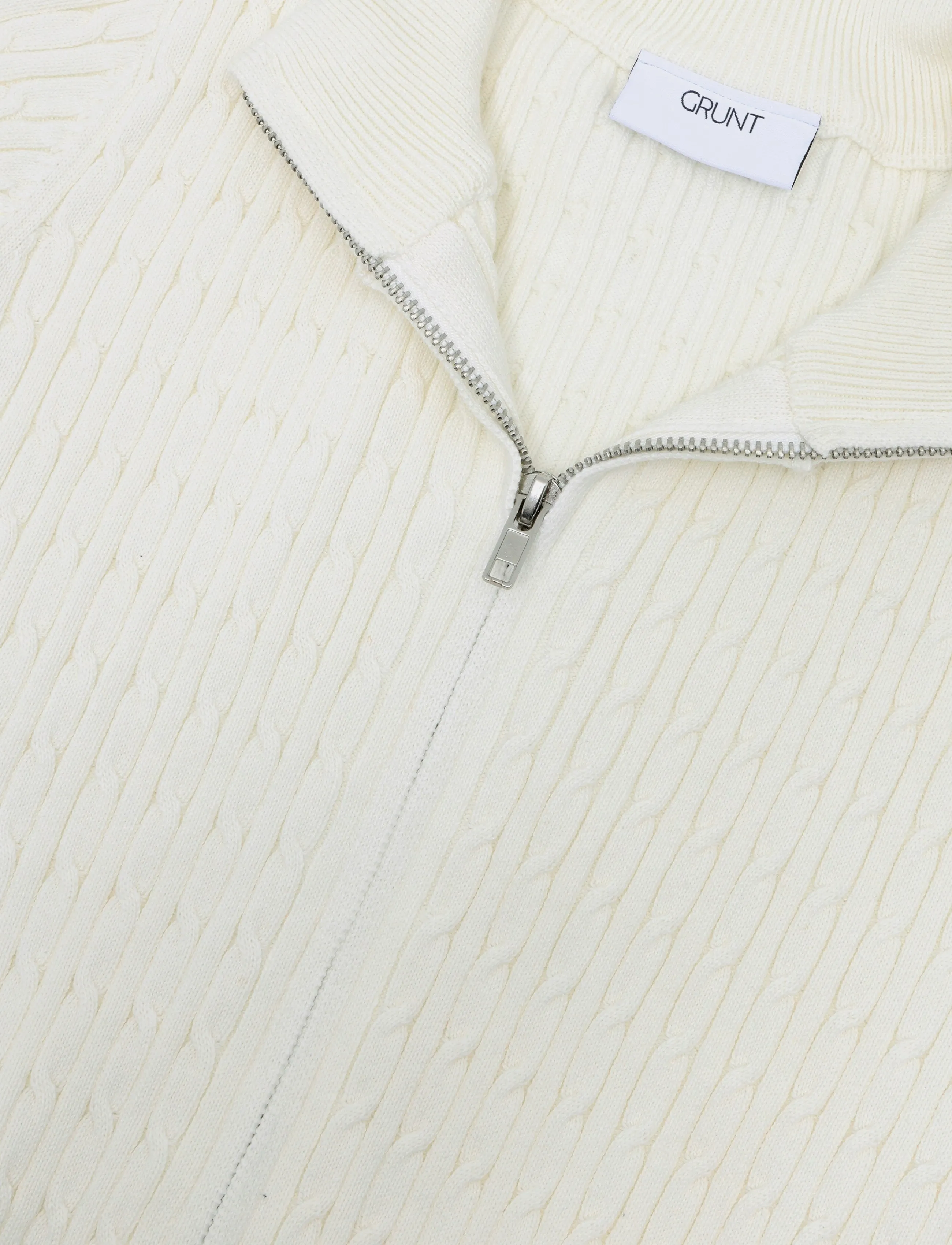 Grunt - GRHoatxin Zip Knit - cardigans - off white - 2